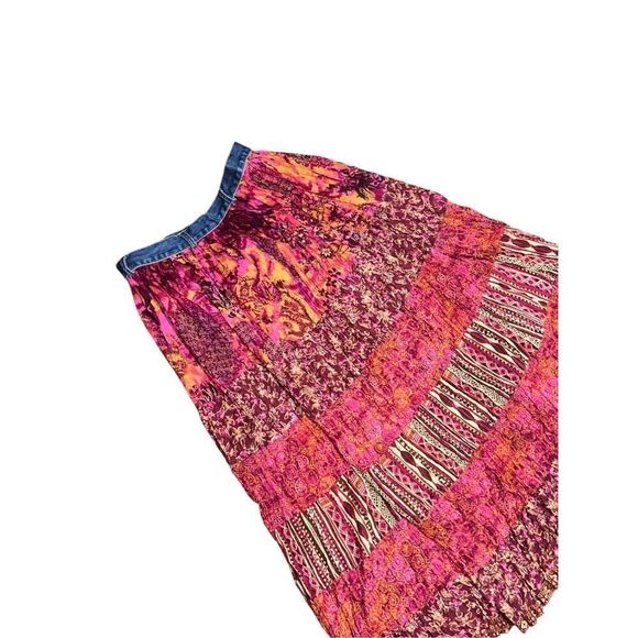 Vintage 90s ST. JOHN’S BAY PINK Multi Print Button Up Full Length MAXI Skirt  Si - Picture 5 of 9